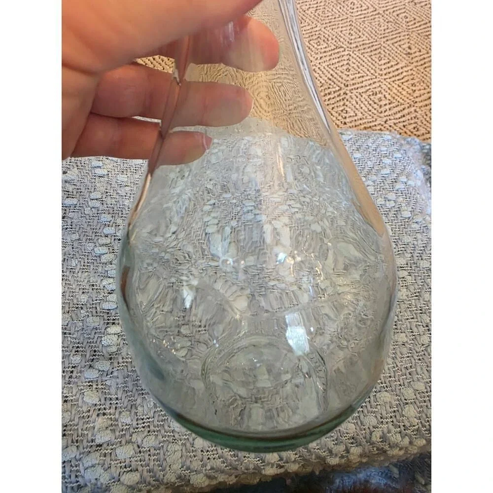 Vintage Clear‎ Glass Bottle Vase 750 ml Embossed Decorative Carafe E2